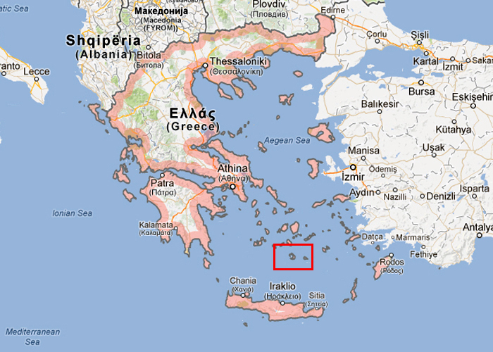Bilder, karta och information på Santorinin, Grekland